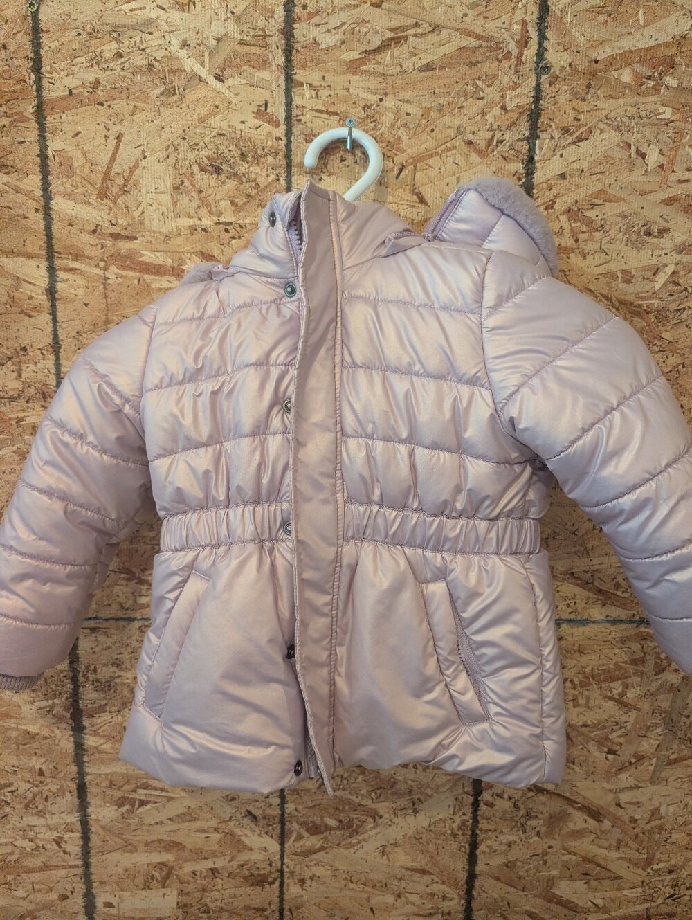 Girls' Light Pink Puffer Jacket with Hood